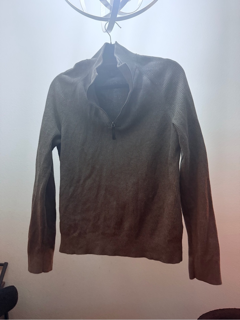 Banana Republic Men's Grey Half-Zip Ribbed Sweater